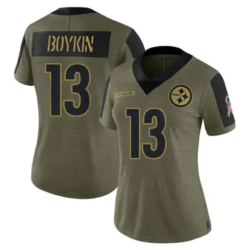 Women's Nike Pittsburgh Steelers Miles Boykin Olive 2021 Salute To Service Jersey - Limited
