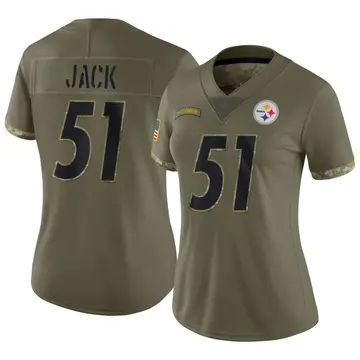 Women's Nike Pittsburgh Steelers Myles Jack Olive 2022 Salute To Service Jersey - Limited