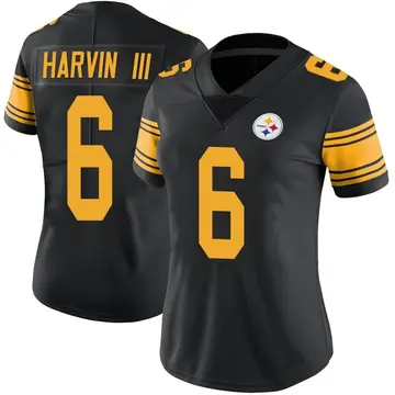 Women's Nike Pittsburgh Steelers Pressley Harvin III Black Color Rush Jersey - Limited