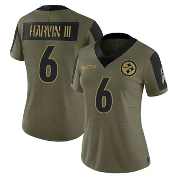 Women's Nike Pittsburgh Steelers Pressley Harvin III Olive 2021 Salute To Service Jersey - Limited