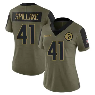 Women's Nike Pittsburgh Steelers Robert Spillane Olive 2021 Salute To Service Jersey - Limited