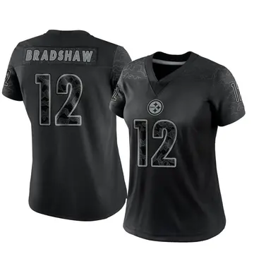Women's Nike Pittsburgh Steelers Terry Bradshaw Black Reflective Jersey - Limited