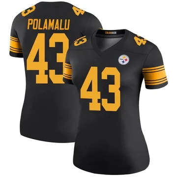 Women's Nike Pittsburgh Steelers Troy Polamalu Black Color Rush Jersey - Legend