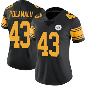 Women's Nike Pittsburgh Steelers Troy Polamalu Black Color Rush Jersey - Limited