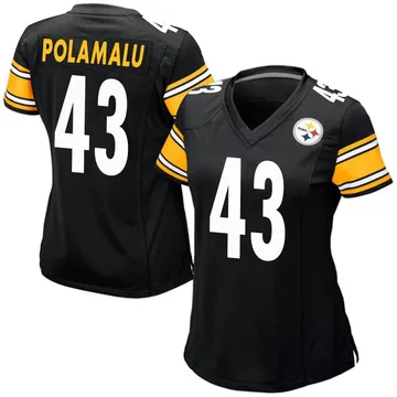 Women's Nike Pittsburgh Steelers Troy Polamalu Black Team Color Jersey - Game