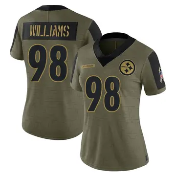Women's Nike Pittsburgh Steelers Vince Williams Olive 2021 Salute To Service Jersey - Limited