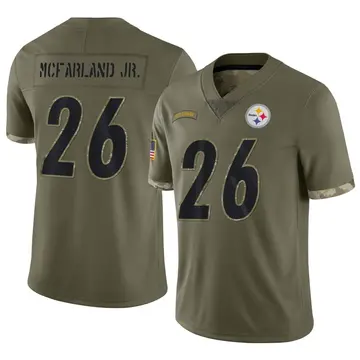 Youth Nike Pittsburgh Steelers Anthony McFarland Jr. Olive 2022 Salute To Service Jersey - Limited