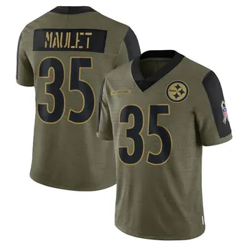 Youth Nike Pittsburgh Steelers Arthur Maulet Olive 2021 Salute To Service Jersey - Limited