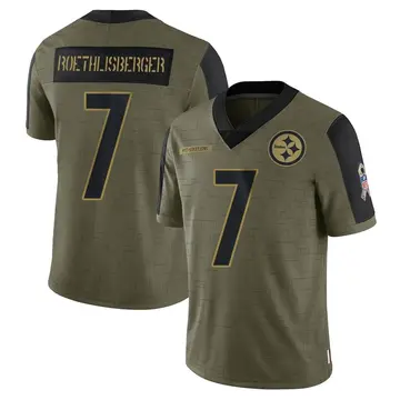 Youth Nike Pittsburgh Steelers Ben Roethlisberger Olive 2021 Salute To Service Jersey - Limited