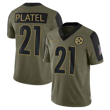 Youth Nike Pittsburgh Steelers Carlins Platel Olive 2021 Salute To Service Jersey - Limited