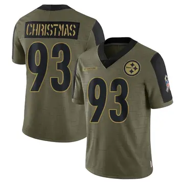 Youth Nike Pittsburgh Steelers Demarcus Christmas Olive 2021 Salute To Service Jersey - Limited