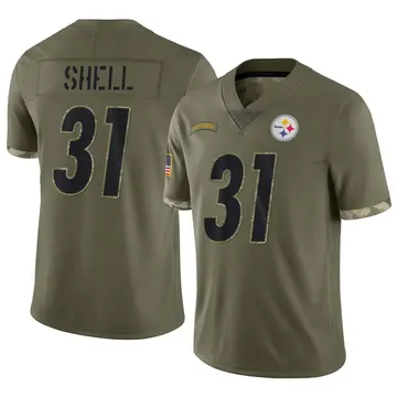 Youth Nike Pittsburgh Steelers Donnie Shell Olive 2022 Salute To Service Jersey - Limited