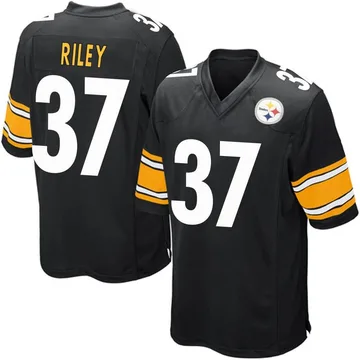 Youth Nike Pittsburgh Steelers Elijah Riley Black Team Color Jersey - Game