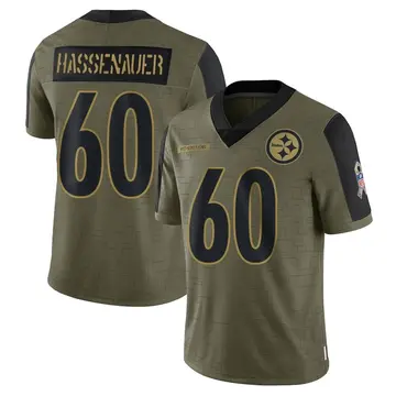 Youth Nike Pittsburgh Steelers J.C. Hassenauer Olive 2021 Salute To Service Jersey - Limited