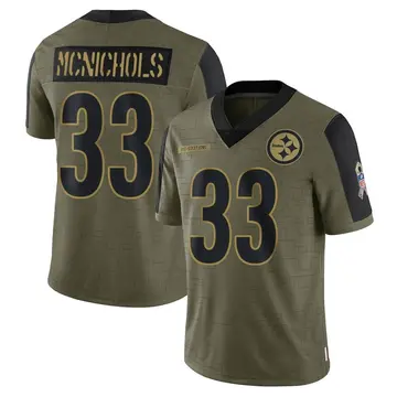 Youth Nike Pittsburgh Steelers Jeremy McNichols Olive 2021 Salute To Service Jersey - Limited