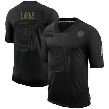 Youth Nike Pittsburgh Steelers Justin Layne Black 2020 Salute To Service Jersey - Limited
