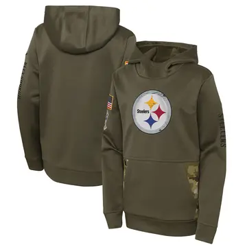 Youth Nike Pittsburgh Steelers Olive 2022 Salute To Service Performance Pullover Hoodie -