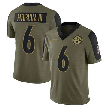 Youth Nike Pittsburgh Steelers Pressley Harvin III Olive 2021 Salute To Service Jersey - Limited
